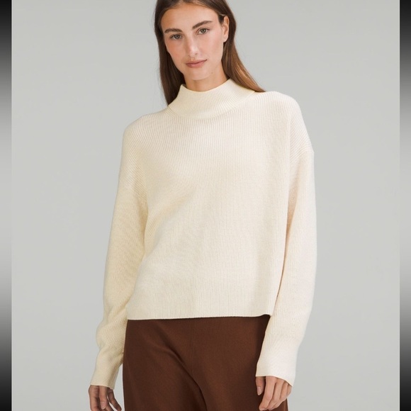 NWT lululemon merino wool blend turtleneck ribbed sweater white opal size 12 - Picture 3 of 10